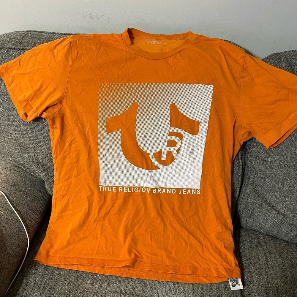 True Religion Men's Orange T-Shirt